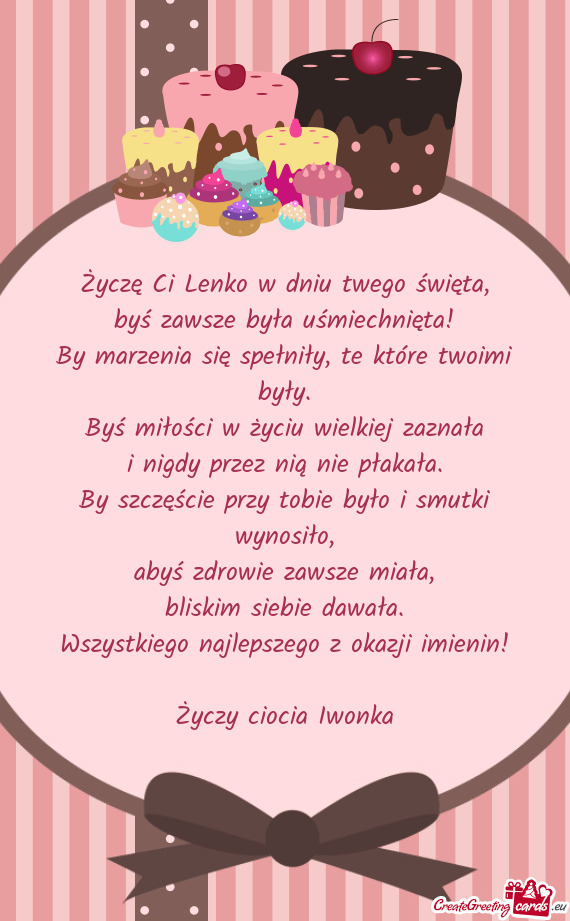 Życzę Ci Lenko w dniu twego święta