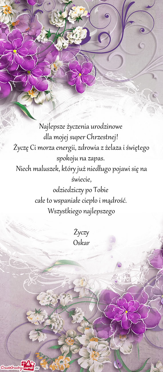 Życzę Ci morza energii, zdrowia z żelaza i świętego spokoju na zapas