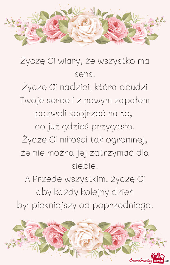Życzę Ci nadziei, która obudzi