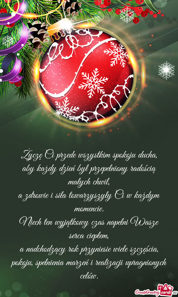 Życzę Ci przede wszystkim spokoju ducha