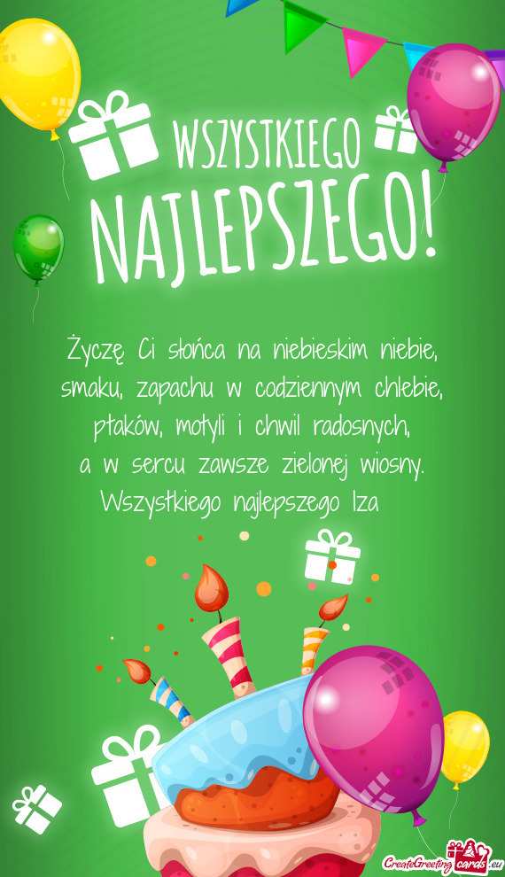 Życzę Ci słońca na niebieskim niebie