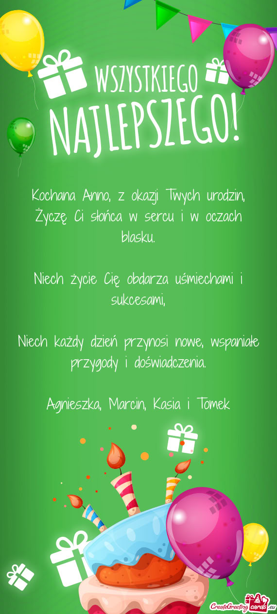 Życzę Ci słońca w sercu i w oczach blasku