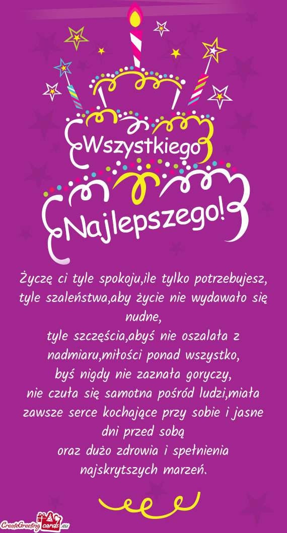 Życzę ci tyle spokoju,ile tylko potrzebujesz