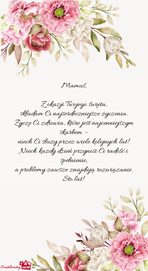 Życzę Ci zdrowia, które jest najcenniejszym skarbem –