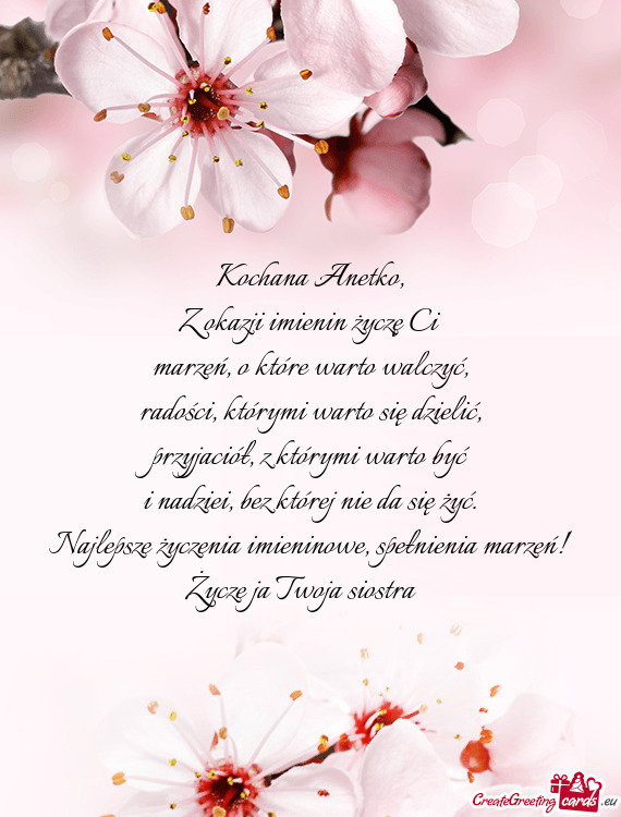 Życze ja Twoja siostra 😍🥰