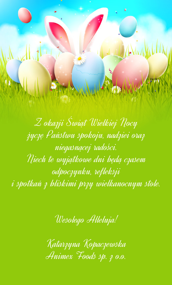 Życzę Państwu spokoju, nadziei oraz niegasnącej radości