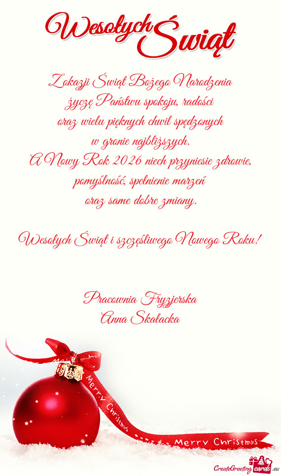 Życzę Państwu spokoju, radości