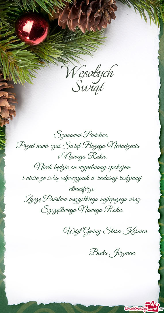 Życzę Państwu wszystkiego najlepszego oraz Szczęśliwego Nowego Roku