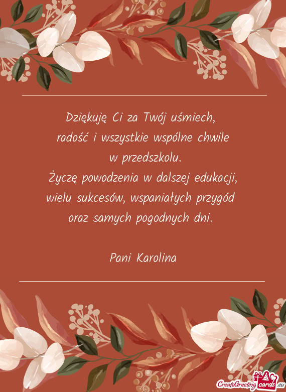 Życzę powodzenia w dalszej edukacji