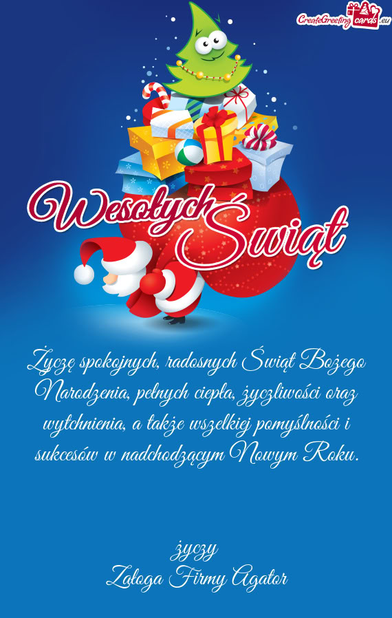 Życzę spokojnych, radosnych Świąt Bożego Narodzenia, pełnych ciepła, życzliwości oraz wytch