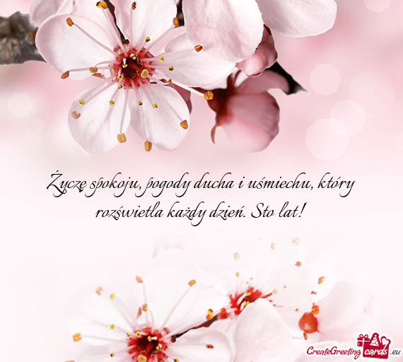 Życzę spokoju, pogody ducha i uśmiechu, który rozświetla każdy dzień. Sto lat! 