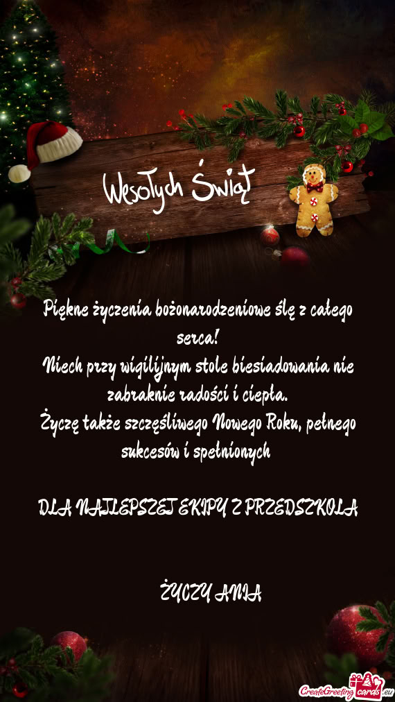 Życzę także szczęśliwego Nowego Roku, pełnego sukcesów i spełnionych