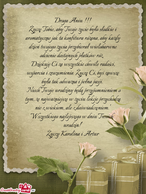 Życzę Tobie, aby Twoje życie było słodkie i aromatyczne jak ta konfitura różana, aby każdy d