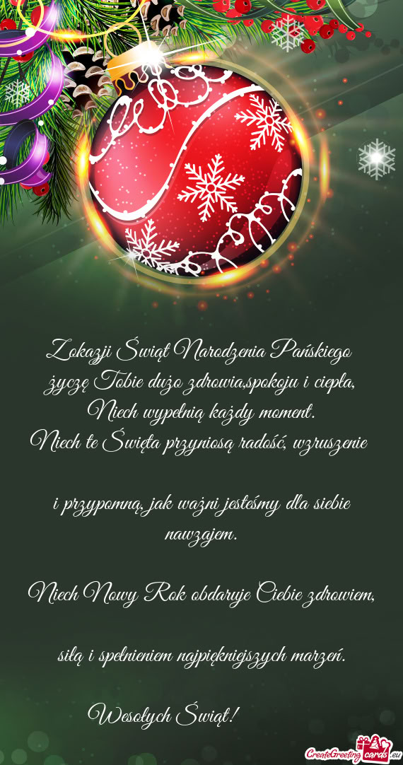 Życzę Tobie dużo zdrowia,spokoju i ciepła