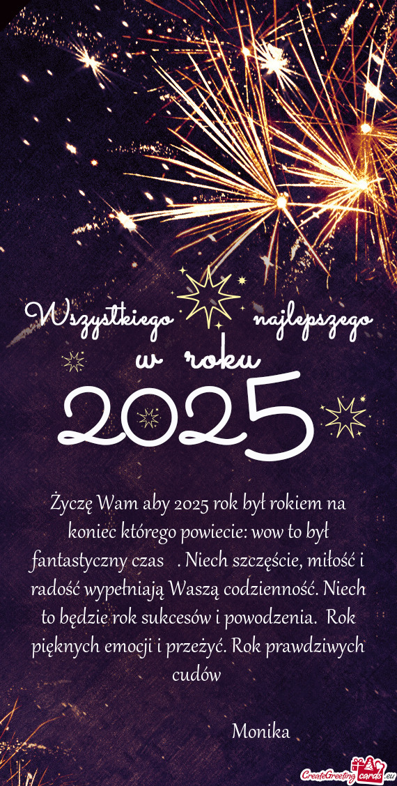 Życzę Wam aby 2025 rok był rokiem na koniec którego powiecie: wow to był fantastyczny czas 😁