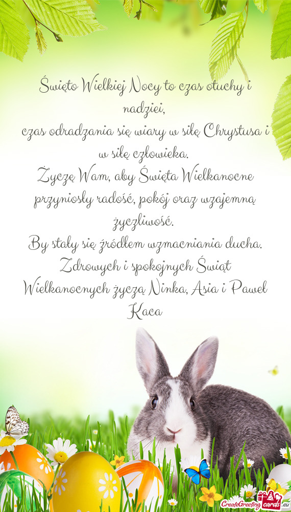 Życzę Wam, aby Święta Wielkanocne przyniosły radość, pokój oraz wzajemną życzliwość