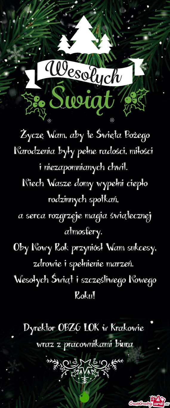 Życzę Wam, aby te Święta Bożego Narodzenia były pełne radości, miłości