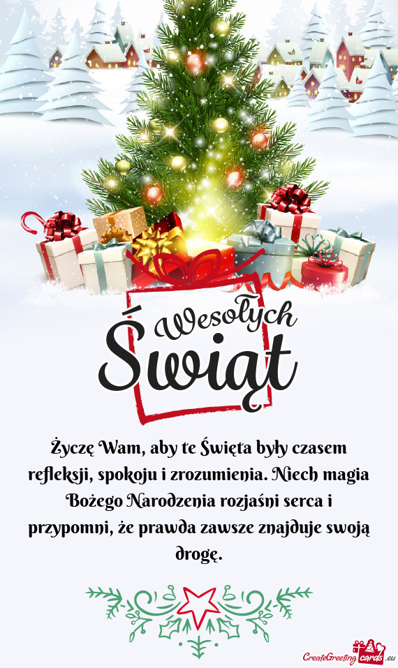 Życzę Wam, aby te Święta były czasem refleksji, spokoju i zrozumienia. Niech magia Bożego Naro