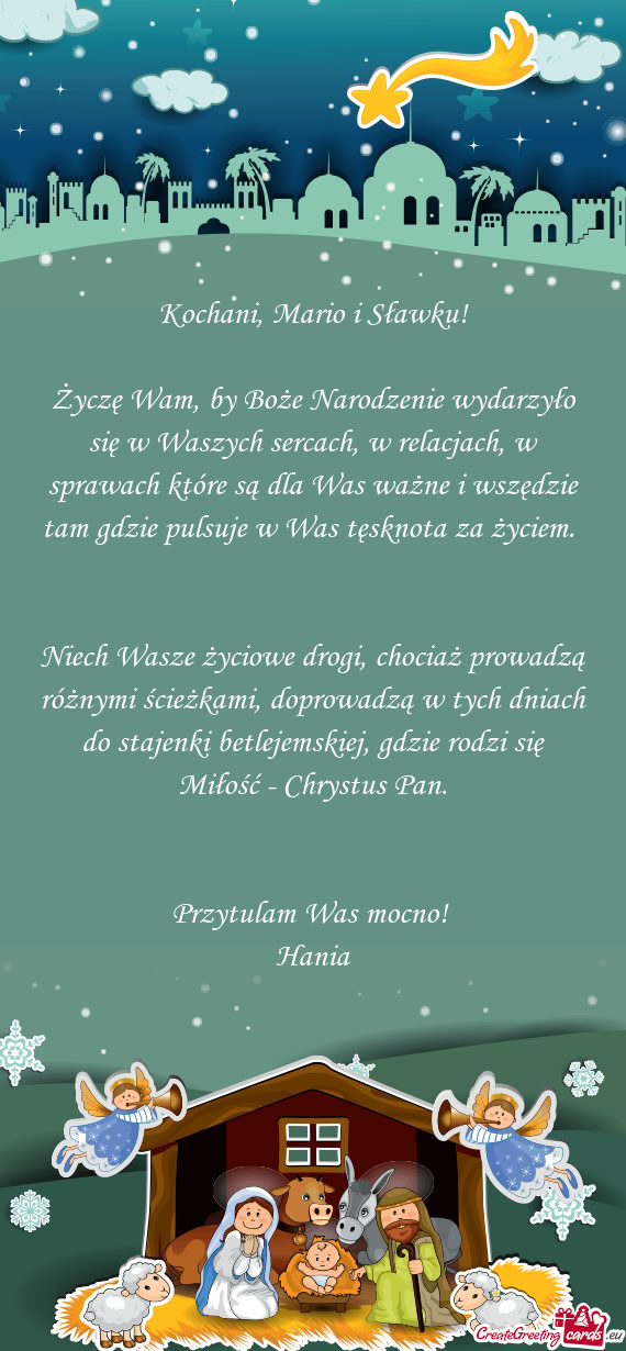 Życzę Wam, by Boże Narodzenie wydarzyło się w Waszych sercach, w relacjach, w sprawach które s