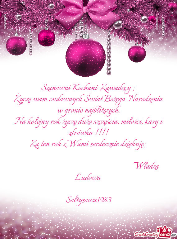 Życzę wam cudownych Świat Bożego Narodzenia w gronie najbliższych