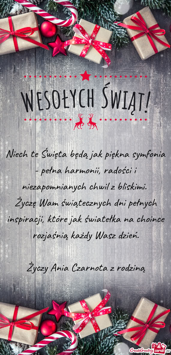 Życzę Wam świątecznych dni pełnych inspiracji, które jak światełka na choince rozjaśnią ka