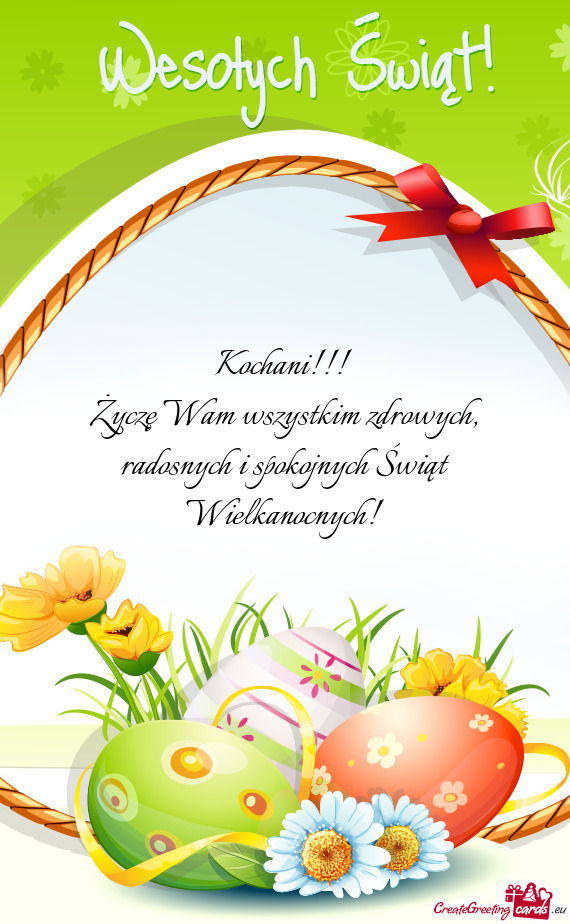 Życzę Wam wszystkim zdrowych, radosnych i spokojnych Świąt Wielkanocnych