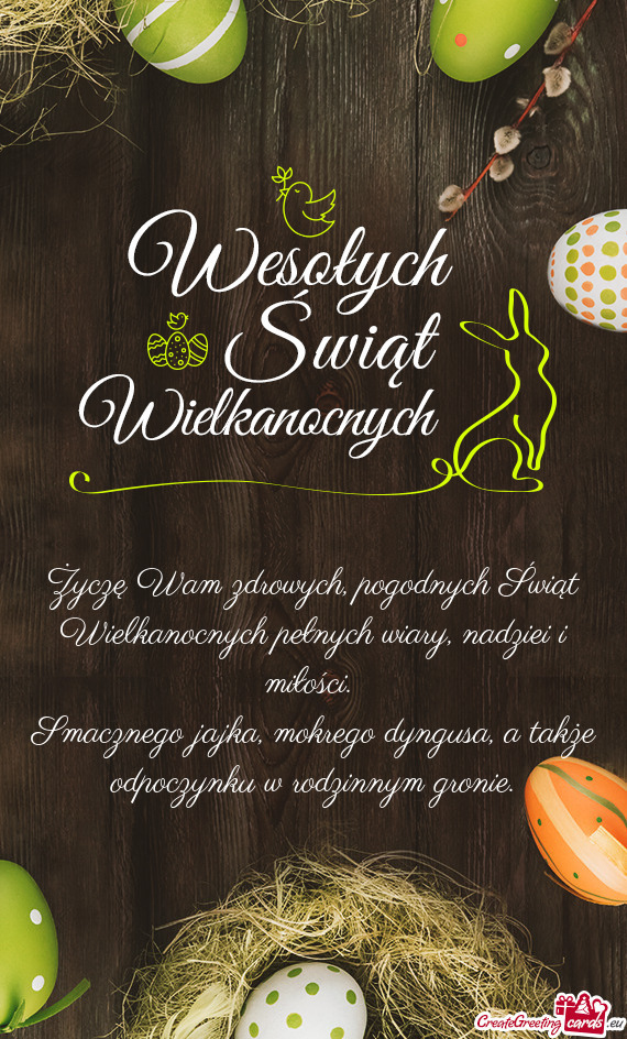 Życzę Wam zdrowych, pogodnych Świąt Wielkanocnych pełnych wiary, nadziei i miłości