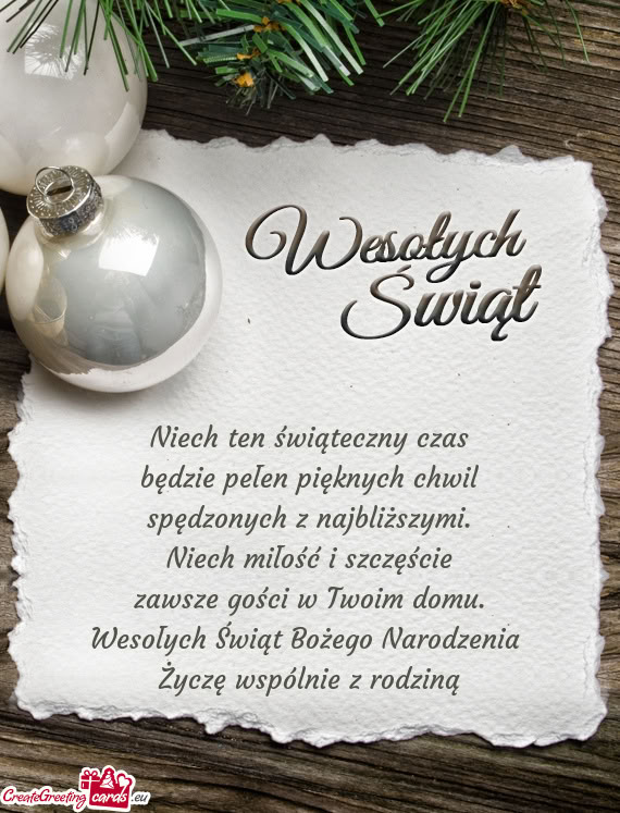 Życzę wspólnie z rodziną