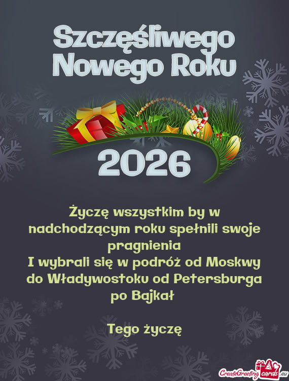 Życzę wszystkim by w nadchodzącym roku spełnili swoje pragnienia