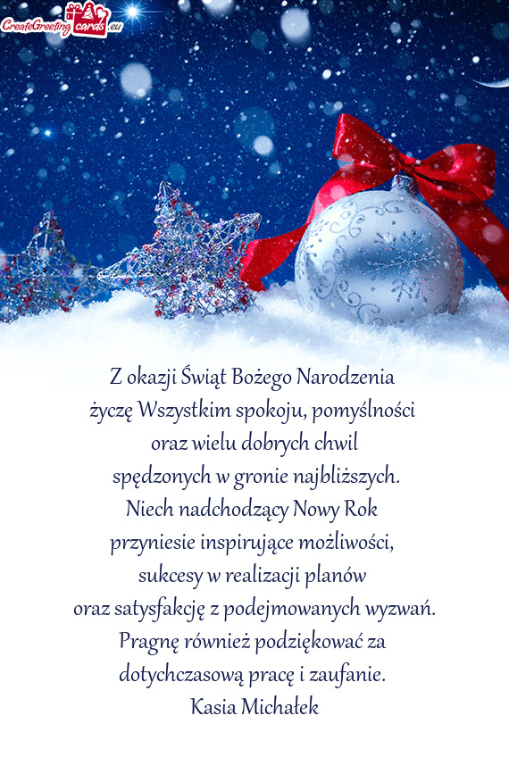 Życzę Wszystkim spokoju, pomyślności