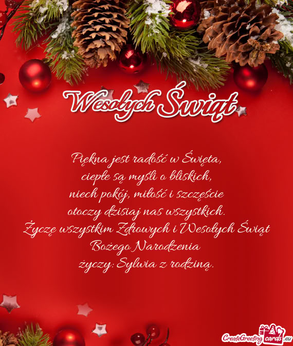 Życzę wszystkim Zdrowych i Wesołych Świąt Bożego Narodzenia