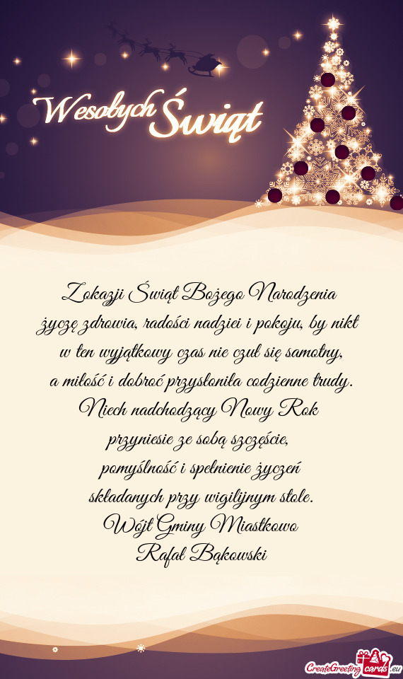 Życzę zdrowia, radości nadziei i pokoju, by nikt