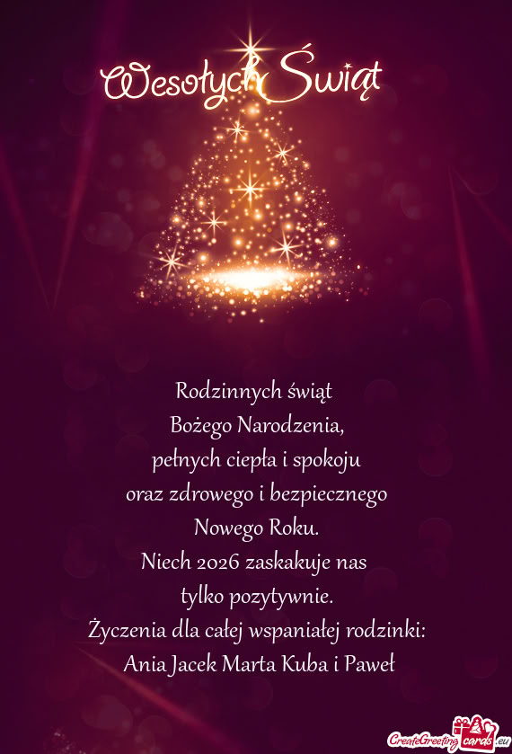 Życzenia dla całej wspaniałej rodzinki