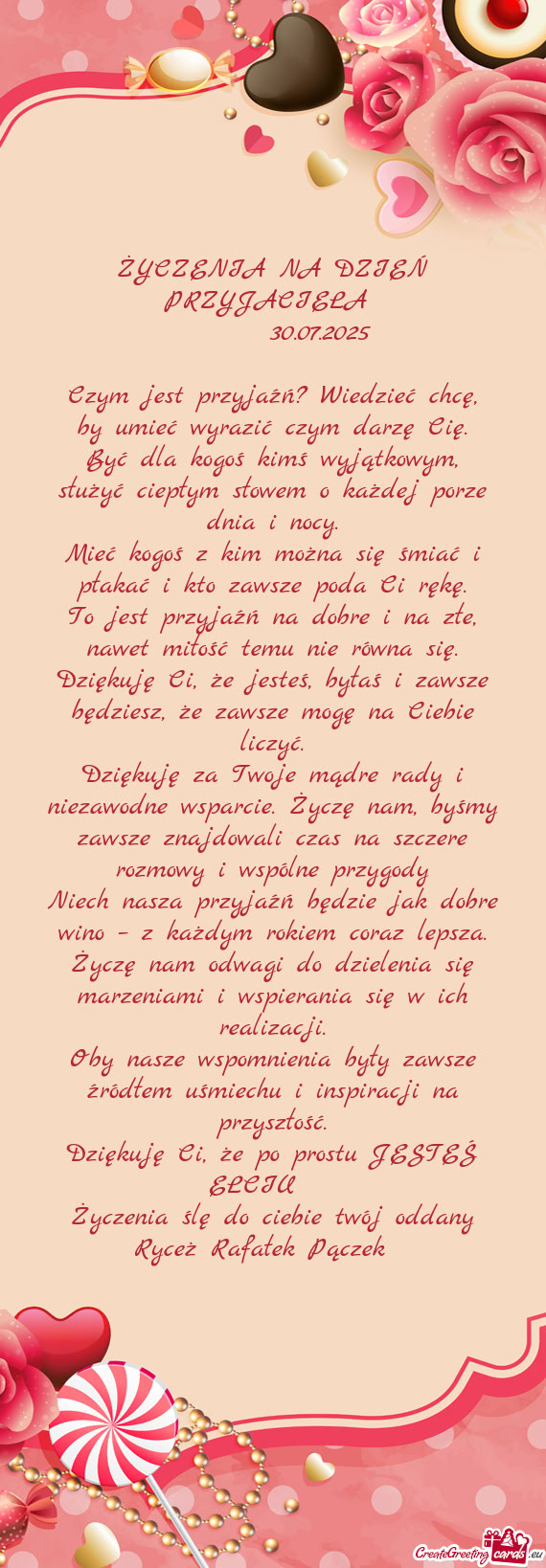 ŻYCZENIA NA DZIEŃ PRZYJACIELA