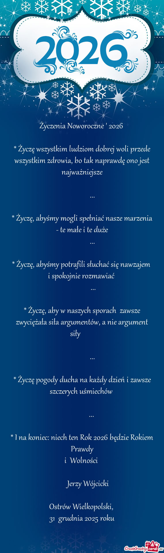 Życzenia Noworoczne ' 2026