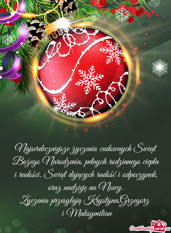 Życzenia przesyłają Krystyna,Grzegorz