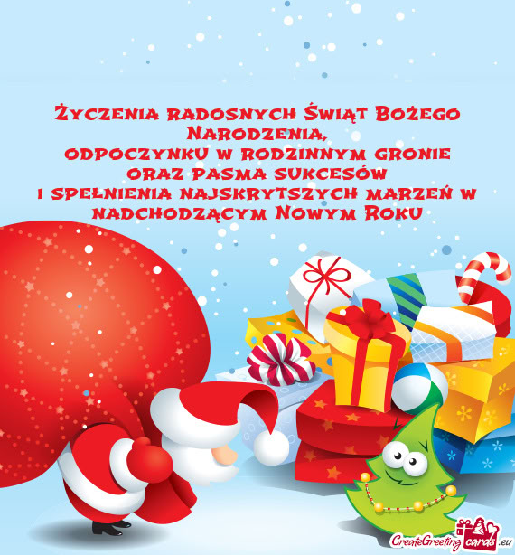 Życzenia radosnych Świąt Bożego Narodzenia,  odpoczynku w rodzinnym gronie