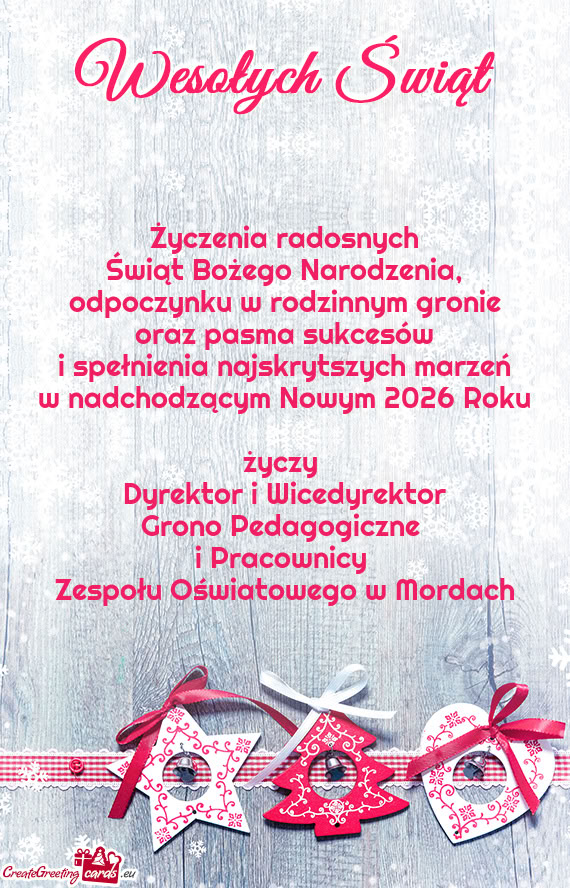 Życzenia radosnych  Świąt Bożego Narodzenia,  odpoczynku w rodzinnym