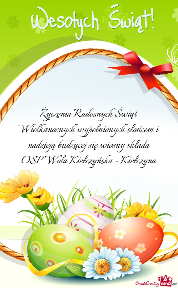 Życzenia Radosnych Świąt Wielkanocnych wypełnionych słońcem i nadzieją budzącej się wiosny