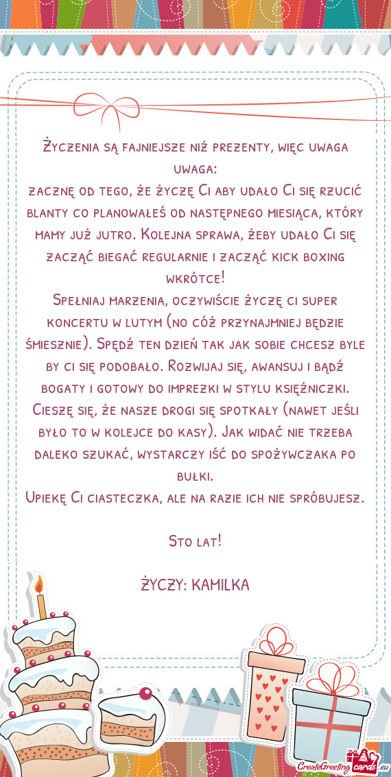 Życzenia są fajniejsze niż prezenty, więc uwaga uwaga