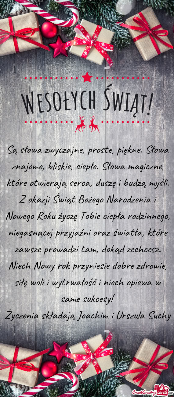 Życzenia składają Joachim i Urszula Suchy