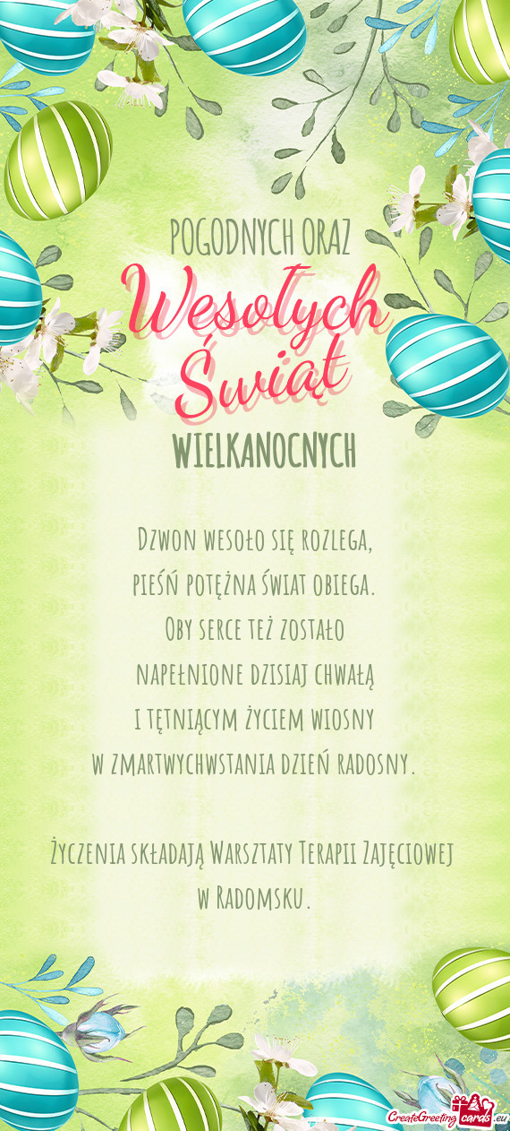 Życzenia składają Warsztaty Terapii Zajęciowej