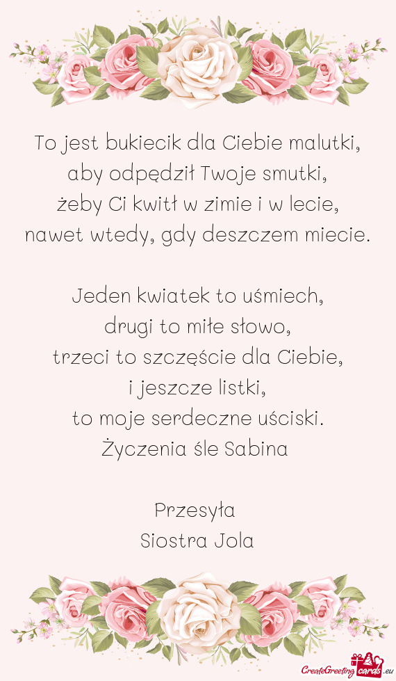 Życzenia śle Sabina