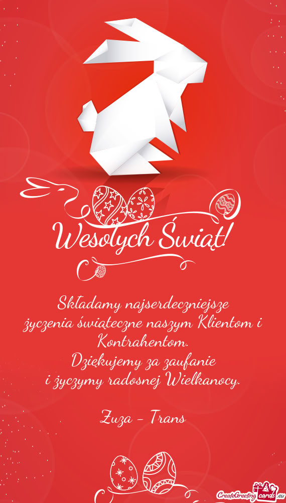 Życzenia świąteczne naszym Klientom i Kontrahentom