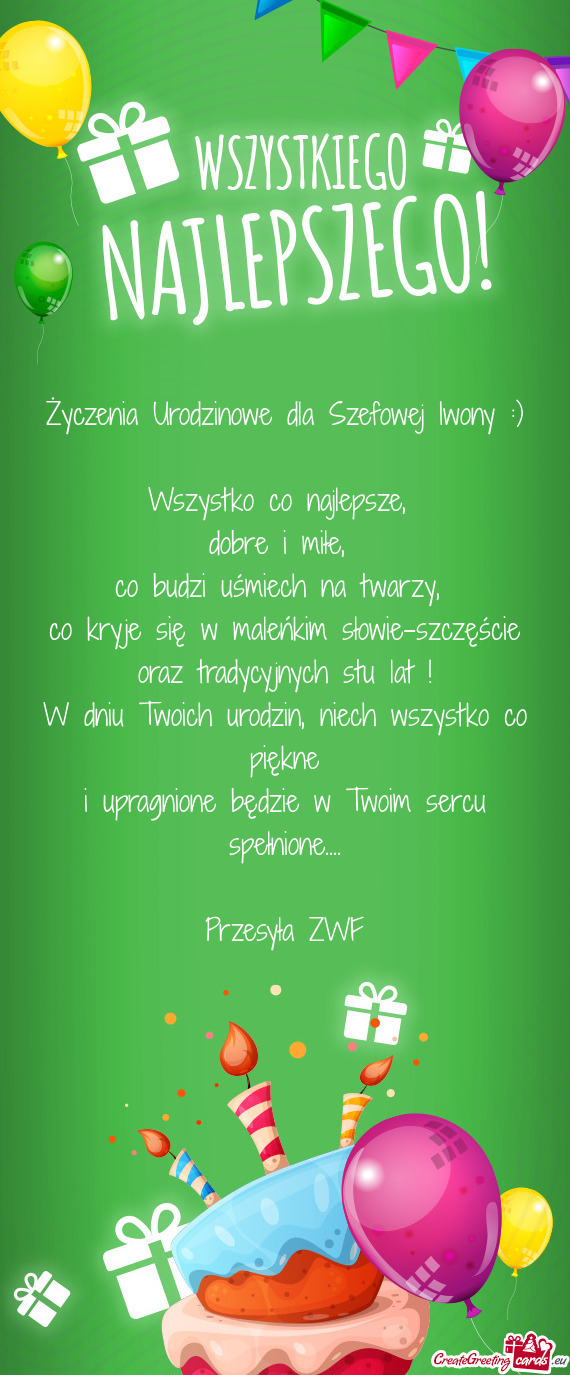 Życzenia Urodzinowe dla Szefowej Iwony :)