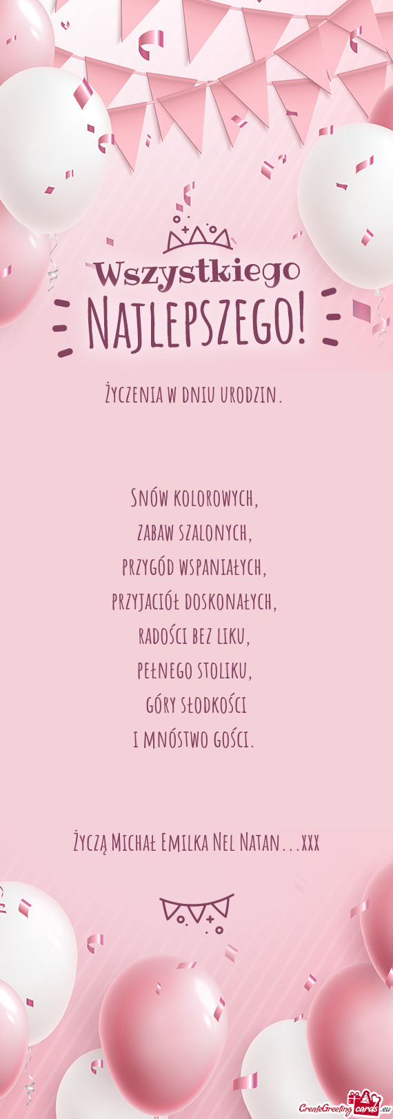 Życzenia w dniu urodzin