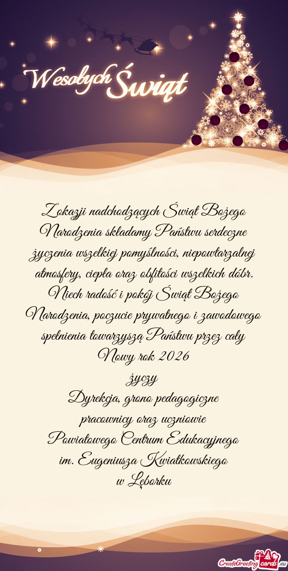 Życzenia wszelkiej pomyślności, niepowtarzalnej atmosfery, ciepła oraz obfitości wszelkich dób