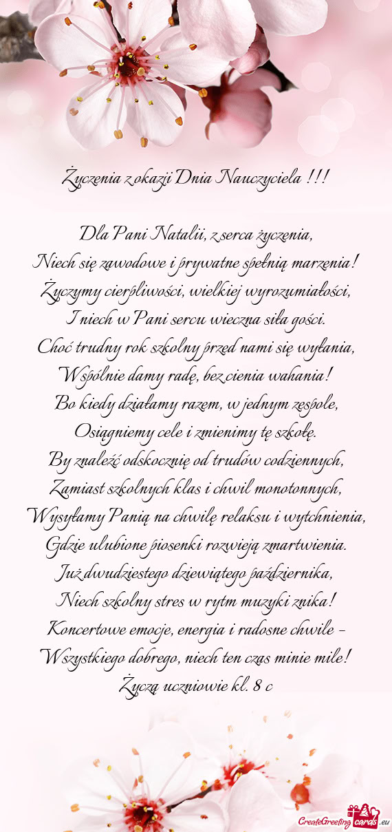 Życzenia z okazji Dnia Nauczyciela
