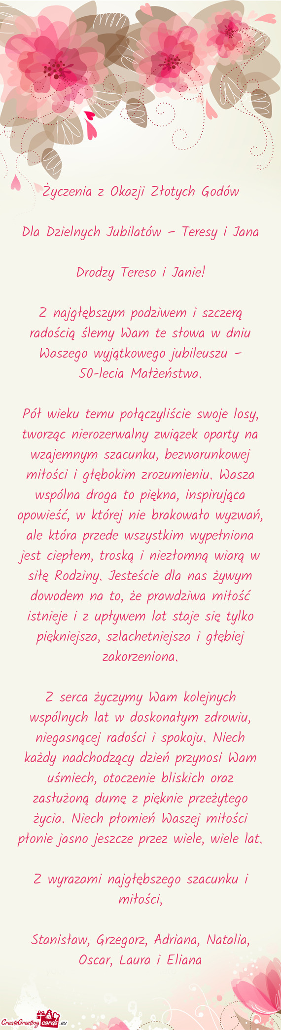 💛 Życzenia z Okazji Złotych Godów 💛