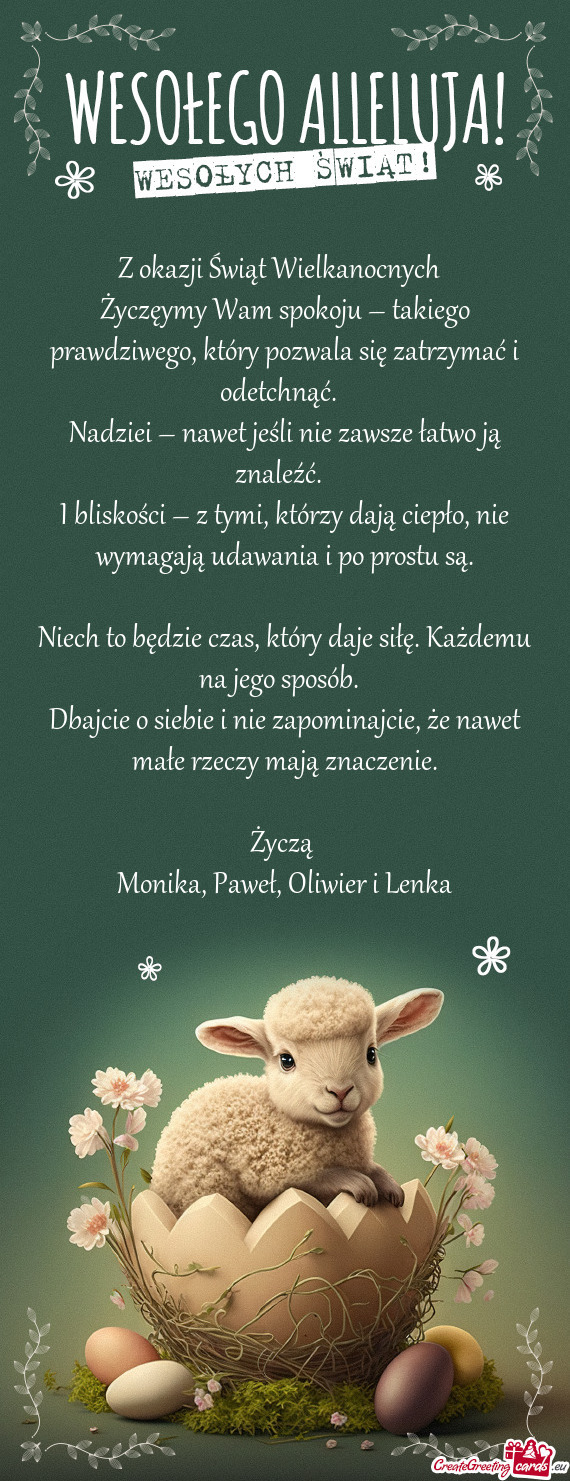 Życzęymy Wam spokoju – takiego prawdziwego, który pozwala się zatrzymać i odetchnąć
